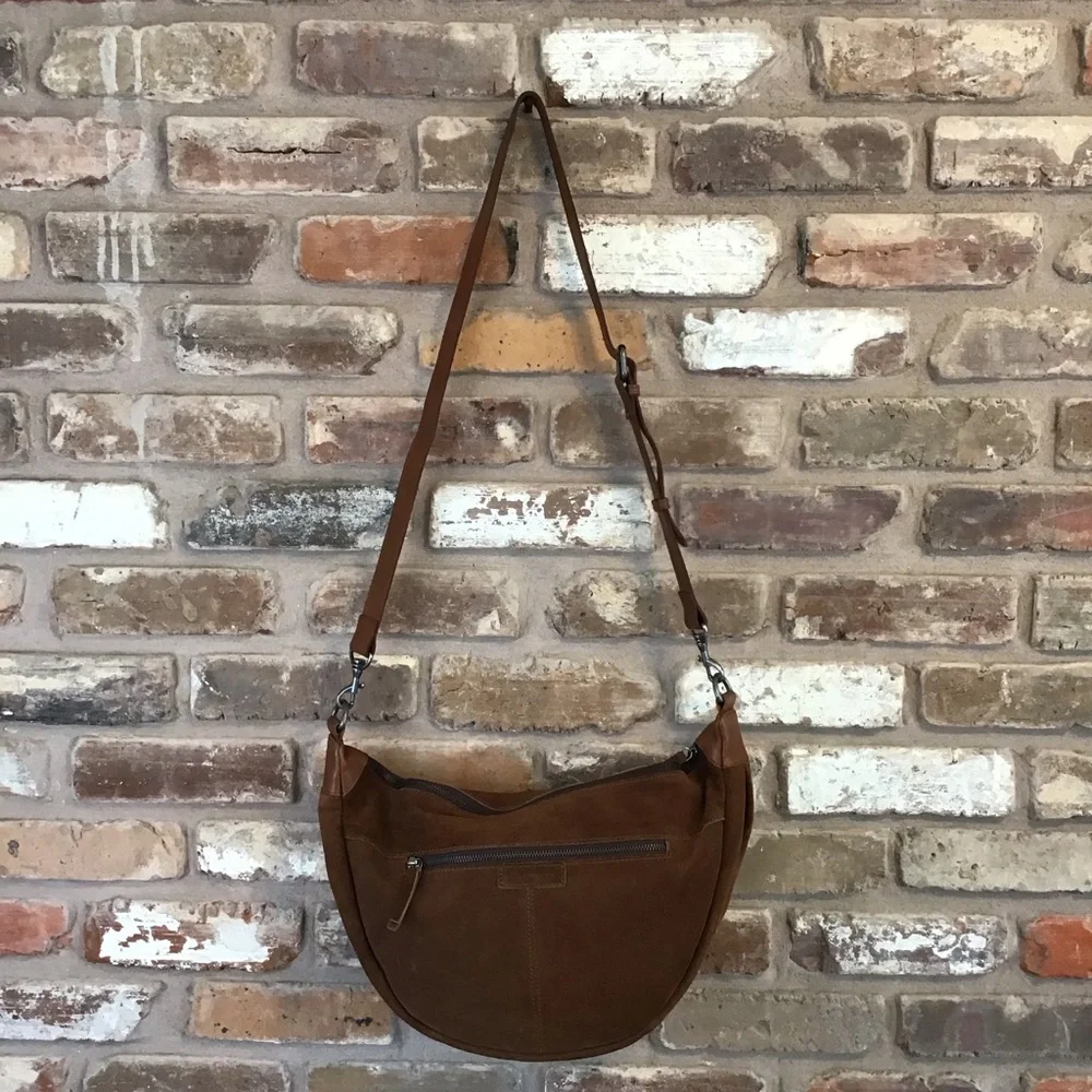 HARBOUR 2ND Women's Brown Suede Leather Moon Crescent Bag